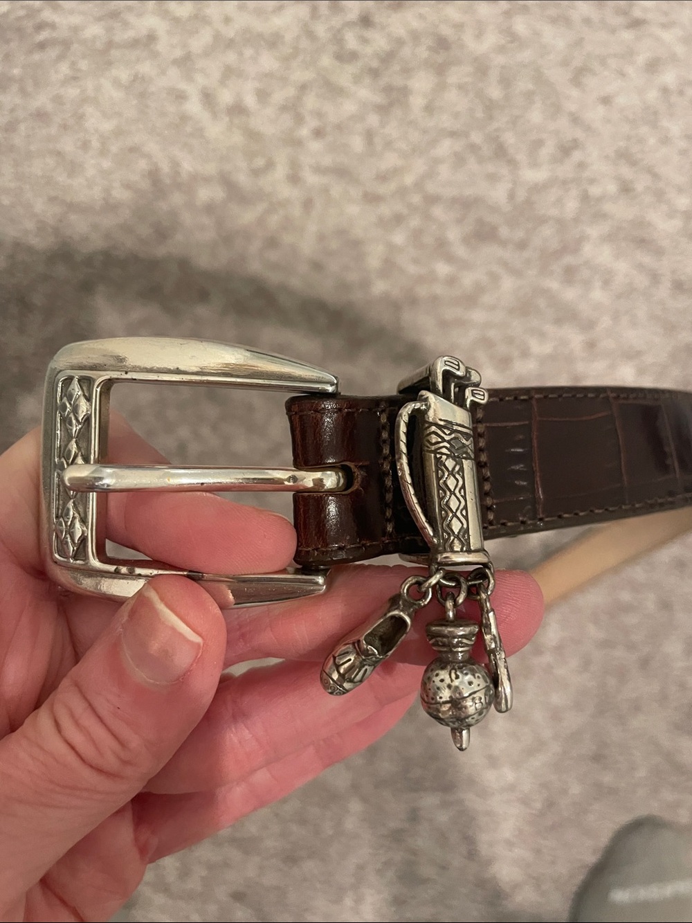 Brighton gold charms Brown Leather Belt size xs 26 inch waist